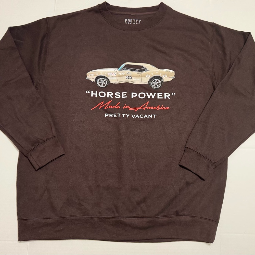 Pretty Vacant Mens Brown 'Horse Power' Car Sweatshirt